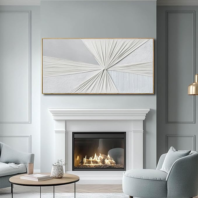 LEVERUP Large Abstract Wall Art White Wall Decorations for Living Room Office Hotel Modern Artwork Home Decor 29x58 Inches Ready to Hang