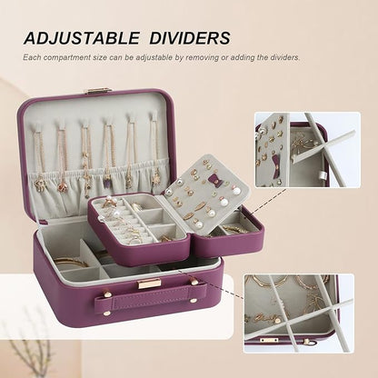 Jewelry Box for Women, Travel Jewelry Organizer Ladies Watch and Jewelry Case Travel Jewelry Case for Necklaces. (Burgundy Red)