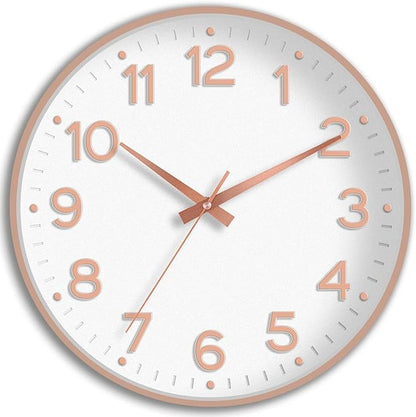 Roymnie Wall Clock 12 Inch Silent Wall Clocks Battery Operated- Modern Non Ticking Analog Clock Decorative for Living Room Bedroom Office Kitchen(White Rose Gold)