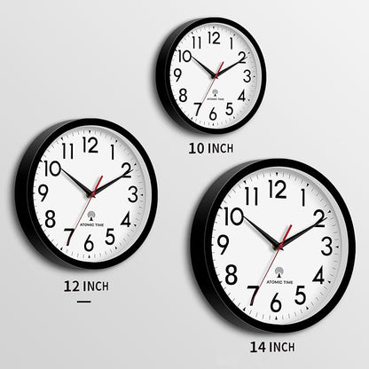 DAXSMY Atomic Wall Clock Analog 12 Inch Battery Operated Modern Decorative for Living Room Kitchen Office Bedroom Bathroom(Black)