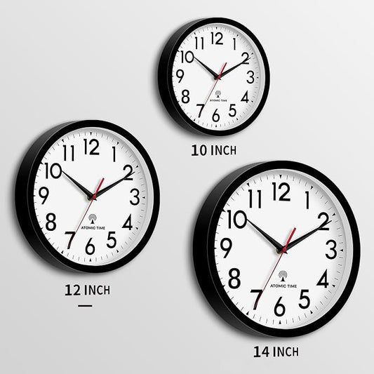 DAXSMY Atomic Wall Clock Analog 12 Inch Battery Operated Modern Decorative for Living Room Kitchen Office Bedroom Bathroom(Black)