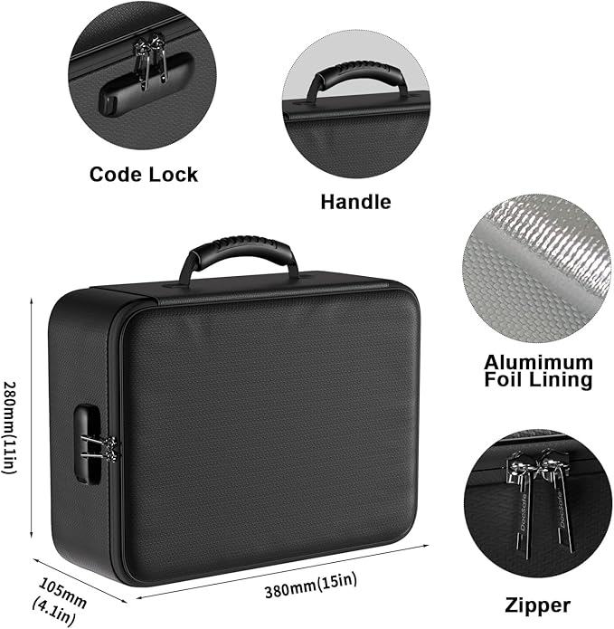 DocSafe 5200°F Document Organizer with Lock, Upgraded Heat Insulated Fireproof＆Water-Resistant Box 8 Layers File Organizer, Portable Home Travel Safe Storage for Important Documents, Files and More