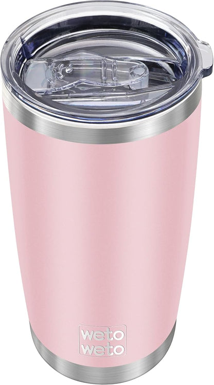 WETOWETO 20oz Tumbler, Stainless Steel Vacuum Insulated Water Coffee Tumbler Cup, Double Wall Powder Coated Spill-Proof Travel Mug Thermal Cup for Home Outdoor (Ice Pink, 1 Pack)
