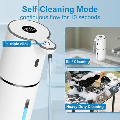 OHIFAST Automatic Liquid Soap Dispenser Touchless, USB Rechargeable Smart Hand Soap Dispenser, 6-Level Adjustable, 12.8oz/380mL Wall Mounted for Bathroom Kitchen Accessories Dish Soap-White