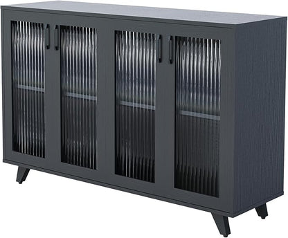 Panana Kitchen Buffet Server Table Accent Sideboard Cupboard Server Buffet Console Table with Doors Cabinet (49inch, Black)