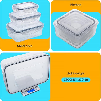 34 PCS Food Storage Containers with Lids Airtight(17 Lids &17 Containers) - Microwave/Dishwasher Safe 100% Leakproof Storage Containers for Meal Prep Kitchen Storage Organization with Labels & Pen