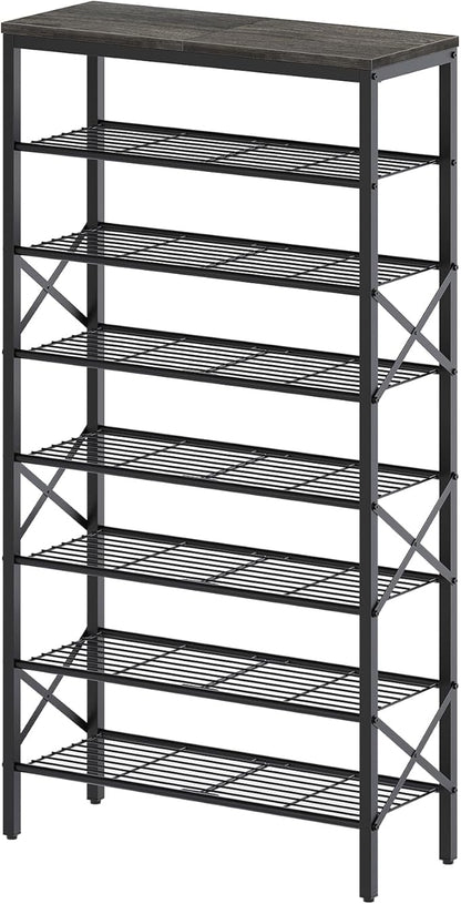 YATINEY 8 Tier Shoe Rack, Large Capacity Shoe Storage Organizer Holds 32 Pairs, Sturdy and Stable, for Entryway, Hallway, Closet, Dorm Room, Charcoal and Black SS08BC