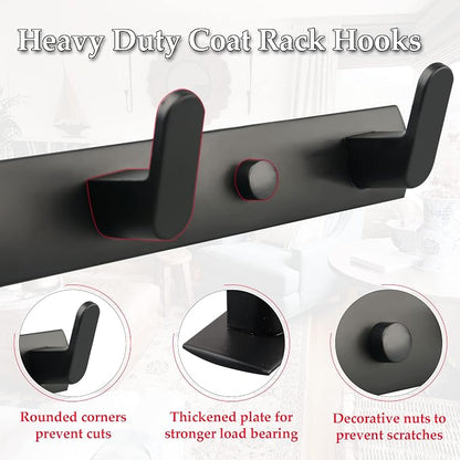 ULIBERMAGNET Magnetic Coat Hooks,Heavy Duty Magnetic Key Rack,Strong Rubber Magnetic Hanger for Refrigerator,Metal Cabinet,Door,Hanging Coat, Towel, Bag, Scarf, Helmet(Matte Black/3 Hooks)