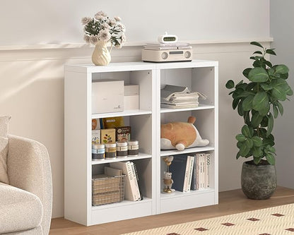 furtble Narrow 3-Tier Bookshelf, 23.6 Inch Wide Storage Shelf - Space Saving Floor Standing Bookcase for Small Spaces, Home Office, Bedroom, Easy to Assemble with Thick Wood, White