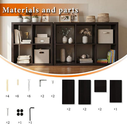 WannabeMyself【2026 Wooden Thick Frame】 4 Cube Storage Organizer with Anti-Tipping Kits, Reversible Open Back Book Shelf,Bookcase for Living Room,Bedroom,Entrance Hall,Office,11.6×24.6×24.7,Chocolate