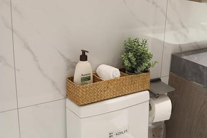 Seagrass Storage Basket Woven Shelf Baskets for Bathroom Vanity Dresser Organizer 14.6inch x 4.7inch x 3.1inch