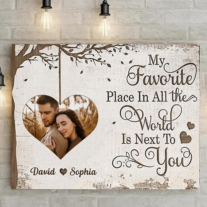 Love Signal Personalized Couple Canvas Wall Art, Custom Photo Print Canvas/Poster/Frame, Anniversary, Wedding, Valentine Gifts for Him Her Boyfriend Girlfriend, Husband Wife Bedroom Decor