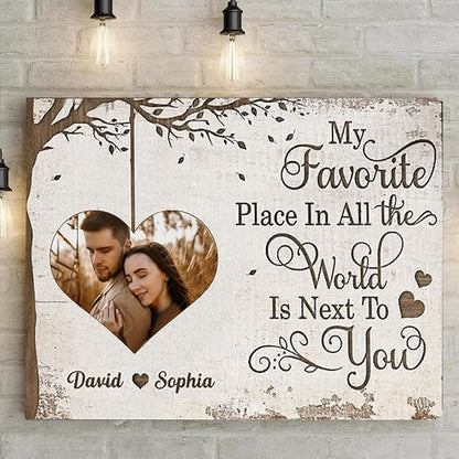 Love Signal Personalized Couple Canvas Wall Art, Custom Photo Print Canvas/Poster/Frame, Anniversary, Wedding, Valentine Gifts for Him Her Boyfriend Girlfriend, Husband Wife Bedroom Decor