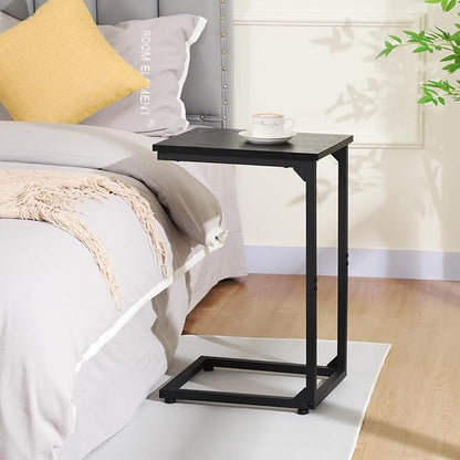 AMHANCIBLE C Shaped Side Table, End Tables Living Room Set of 2, Slide Under Couch Table for Sofa, TV Trays for Bedroom, Small Space, Black, HET02CBK