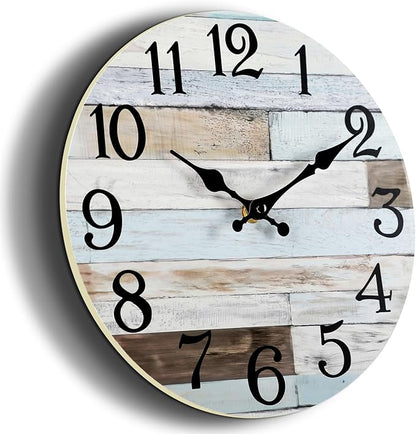 KECYET Wall Clock Battery Operated 10 Inch Silent Non-Ticking Coastal Country Style Decorative for Living Room, Kitchen, Home,Bathroom, Bedroom, Laundry Room