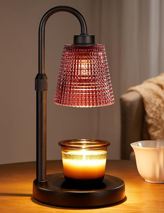 Innqoo Pomegranate Red Candle Warmer Lamp with Timer, Dimmable Candle Warmer for Home Decor, Height Adjustable Candle Lamp for Jar Candles, Birthday Gifts for Women Mom, House Warming Gifts New Home