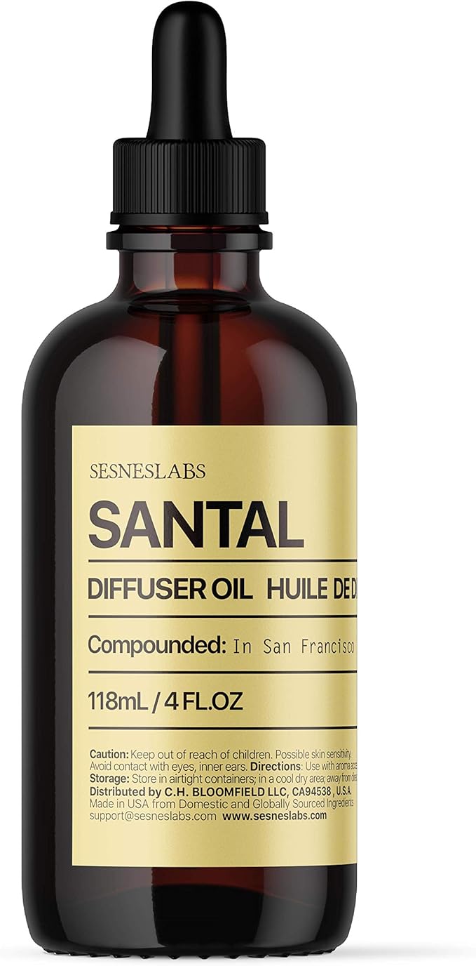 Santal Diffuser Oil, Niche Scent, Luxury Amber Coco Vanilla Cedar Sandalwood Musk Essential Oils Blend for Ultrasonic Diffuser Scent Projects(4 oz/118 ml)