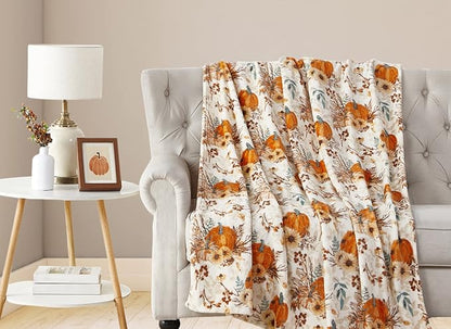 Fall Fleece Throw Blanket: Velvety Soft, Durable Plush Accent for Bed or Couch (Vintage Harvest, 50 x 70 inches)