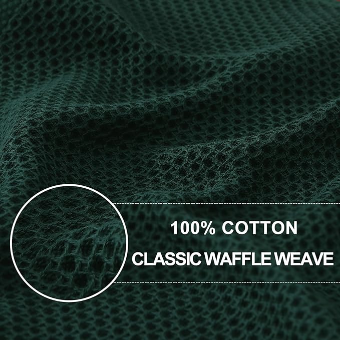 Homaxy 100% Cotton Waffle Weave Kitchen Dish Cloths, Ultra Soft Absorbent Quick Drying Dish Towels, 12 x 12 Inches, 18-Pack, Blackish Green