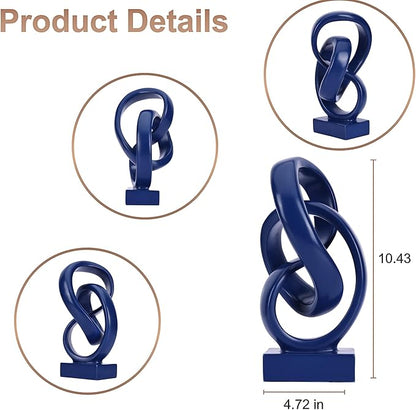 WUBIANJIE Modern Abstract Knot Sculpture, Artistic Mobius Inspired Resin Decor, Elegant Home and Office Decor, (Blue)