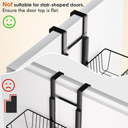 LUXEAR Over the Door Pantry Organizer, 6-Tier Adjustable Over the Door Hanging Spice Rack, No-Assembly Foldable Metal Over the Door Organizer for Kitchen, Home, Laundry Room, Bathroom