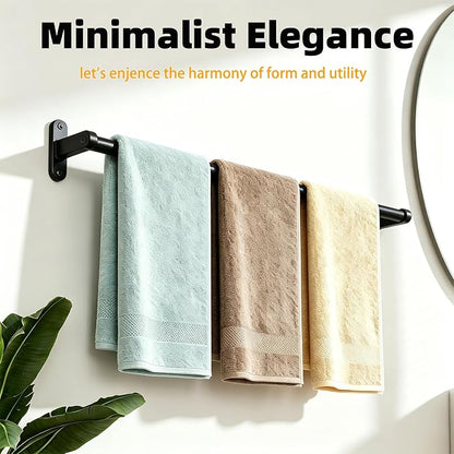 Black Towel Bar, 24 Inch Towel Rack for Bathroom Wall Mounted, Heavy Duty Hand Towel Holder, Space-Saving Bathroom Towel Rack Rod, Single Bar Matte Black