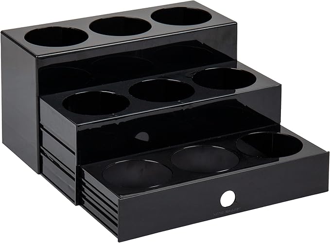 Mind Reader Coffee Syrup Station, Coffee Bar Accessories, Countertop Organizer, Acrylic, 14.25"L x 12.5"W x 7"H, Black