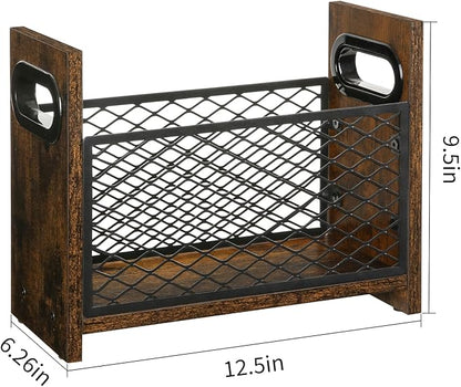 YINMIT Magazine Holder, Magazine Rack for Desktop and Home Office, Farmhouse File Storage Basket for Letters, Magazines, Books, Newspapers (Small)