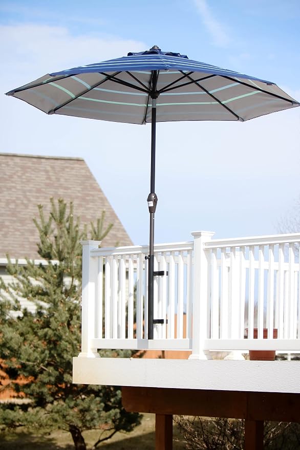 Patio Umbrella Holder – Easy Installation - Space Saving Umbrella Holder Design - Outdoor Umbrella Base and Mount - Attaches to Railing Maximizing Outdoor Patio Space and Shade, Black