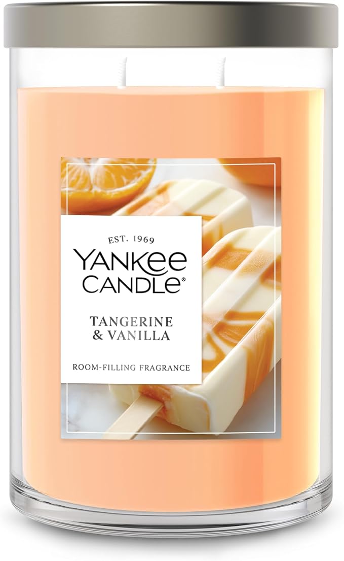Yankee Candle Large Tumbler Scented Candle with up to 80 Hour Burn Time, Premium Plant Wax Blend for Consistent Burn, 20 oz Tumbler Candle with Room Filling Fragrance, Tangerine & Vanilla