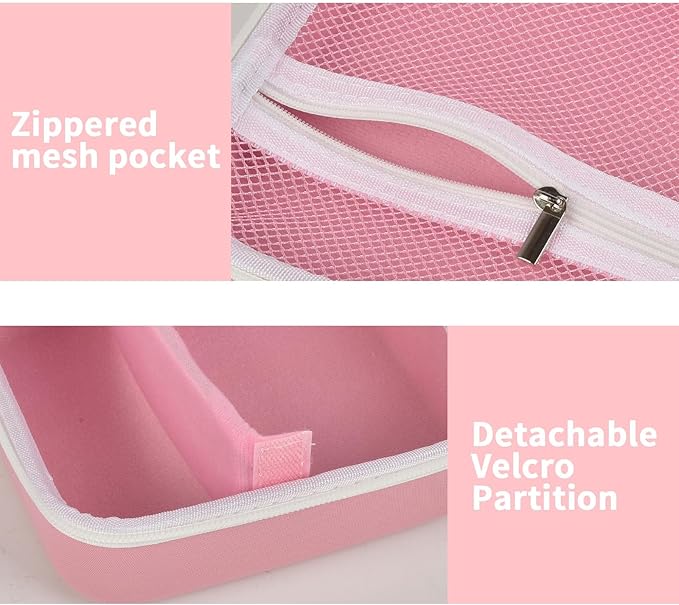 ALKOO Case Compatible with NIIMBOT B21 / Pro / B1 Label Maker Wireless Thermal Label Printer, Holder for Inkless Label Maker & Labeling Tapes Refills, with Mesh Pocket for Cable Accessories (Pink)