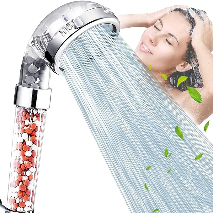 Nosame Shower Head, Filter Filtration High Pressure Water Saving 3 Mode Function Spray Handheld Showerheads for Dry Skin & Hair