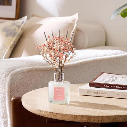 Airkeep Reed Diffuser Set, 3.38 fl oz (100 ml) - Cherry Blossom Oil Diffusers with 8 Reed Sticks, Home Fragrance Reed Diffuser for Bathroom Shelf Decor