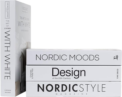 Mono Large | 4 PCS Faux Decorative Books for Home Decor | Not Real Books (Cardboard Boxes) | Coffee Table, Shelf Styling & Modern Aesthetic Accent Pieces for Living Room, Office
