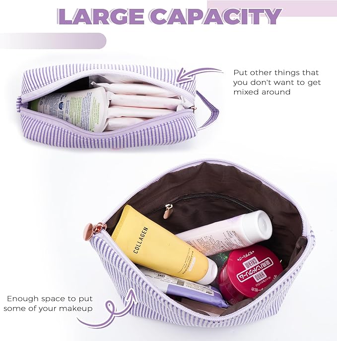 Personalized Makeup Bag for Women Girls - Fashion Cosmetic Bag Trendy Travel Toiletry Bag with Initials Letter - Teen Gifts - Lavender,P