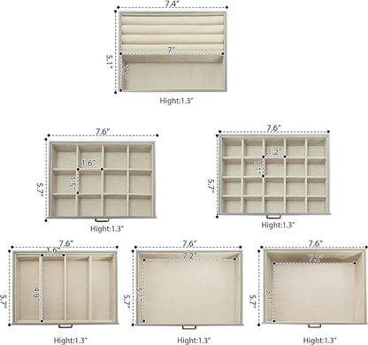AKOZLIN Extra Large 6-Tier Jewelry Box Organizer Functional Huge, 5 Drawers Leather Jewelry Storage Case for Women Girls Ring Necklace Earring Bracelet Holder Organizer with Mirror Grey