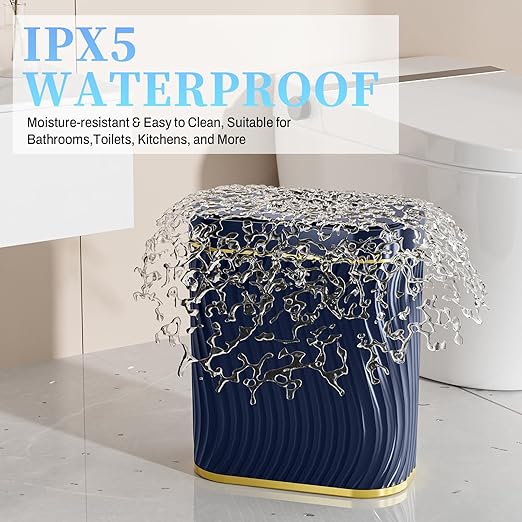 Bathroom Small Trash Can with Automatic Touchless Lid, 2.6 Gallon Smart Garbage Can Narrow Waterproof Trash Bin for Bedroom, Office, Living Room