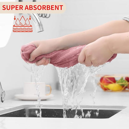 Homaxy 100% Cotton Waffle Weave Kitchen Dish Cloths, Ultra Soft Absorbent Quick Drying Dish Towels, 12 x 12 Inches, 18-Pack, Dried Rose