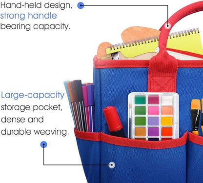 ZKOO Art Organizer Desktop Craft Storage Tote Bag Storage Craft Bag Organizer for Crafts, Sewing, Paper, Art, Canvas, Supplies Storage Organization with Handles for Travel or Daily Use (Blue, Small)