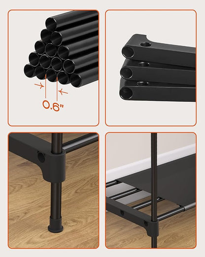 Portable Closet, 81.1 Inch Extra Large Capacity Wardrobe Closet with Cover, Clothes Storage Organizer with Shelves and 3 Hanging Rods, Easy to Assembly, Black PCT133B01