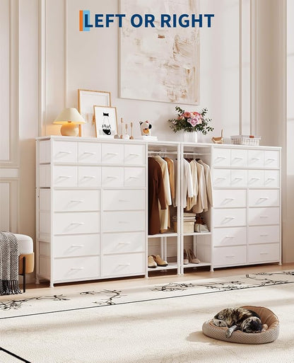 GarveeHome Dresser with 16 Drawers & Hanging Rod & Shelves, Fabric Storage Organizer for Bedroom, Closet, or Entryway