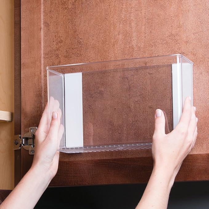 iDesign AFFIXX Plastic Wall Mount Organizer for Kitchen Bathroom, Office, Bedroom, Garage, Craft Room, 3.5" x 11" x 6.5", Clear | For Kitchen, Bathroom, Office, Bedroom, Garage, Craft Room