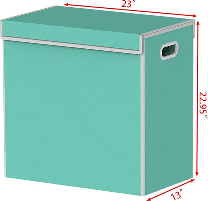 Simple Houseware Double Laundry Hamper with Lid and Removable Bags, Turquoise