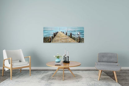 YHSKY ARTS Beach Metal Wall Art - Handcrafted Rustic Bridge Sculpture Set for Home Decor