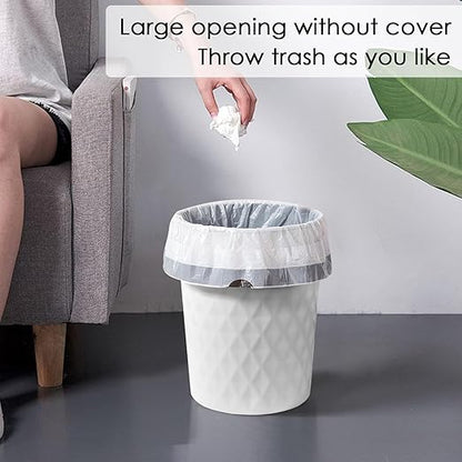 YGJT Small Trash Can, 3 Pack 1.8 Gallons Bathroom Trash Can, Slim Waste Basket, Round Garbage Can, Plastic Trash Bin for Kitchen, Dorm, Bedroom, Office, Living Room, Study, Compact Spaces(White W)