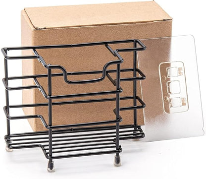 Stainless Steel Toothbrush and Toothpaste Holder for Bathroom - 3-Slot Organizer with Modern Black Design, Space-Saving and Hygienic Bathroom Storage for Countertop or Shower (Medium)