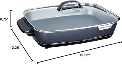 Presto 06858 16-Inch Slimline Electric Skillet with Glass Cover - Nonstick, Adjustable Temperature, Black