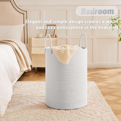 Artfeel Laundry Basket,Woven Cotton Rope Laundry Hamper,40L for Decorative Storage of Dirty Clothes,Toys and Blankets in Bathroom,Baby Room and Living Room