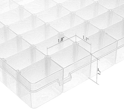 Gospire 36 Grids Clear Plastic Jewelry Box Organizer Storage Container with Removable Dividers (36 Grids - Clear)