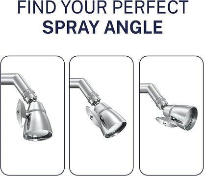HammerHead Showers® Solid Metal 2 Inch High Pressure Shower Heads - CHROME – 2.5 GPM Shower Heads High Pressure - High Flow Shower Head with ADJUSTABLE SPRAY PATTERN - Fixed Shower Head
